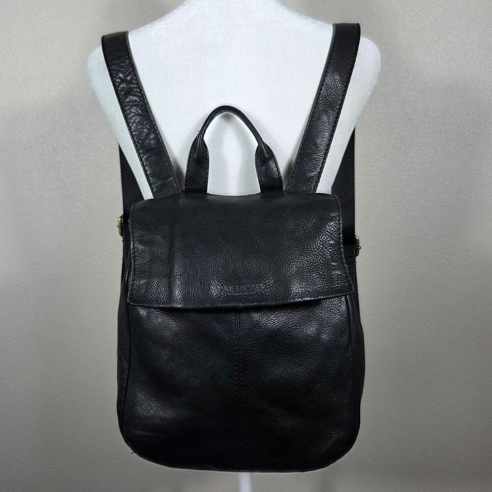 American Leather Co Black Leather Backpack Purse
